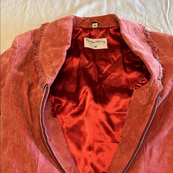 Pamela McCoy Fringed 100% leather Pink Blazer , S , $39 - Picture 4 of 6